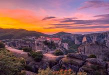 The Mountain Monasteries Of Meteora In Greece.