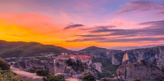 The Mountain Monasteries Of Meteora In Greece.